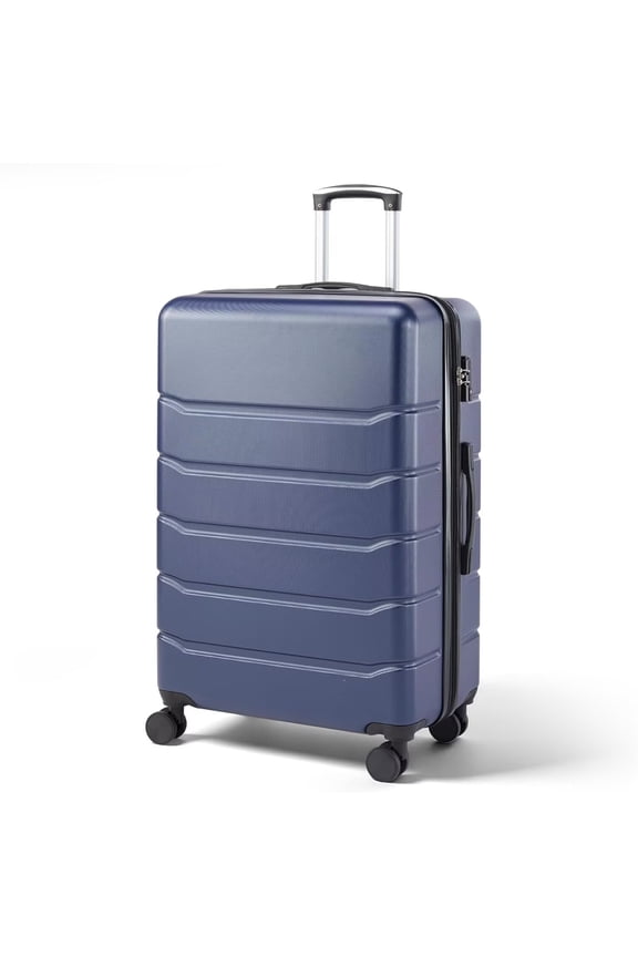28-inch Hardside Checked Luggage, Lightweight Expandable Suitcase with Spinner Wheels and TSA Lock, Blue