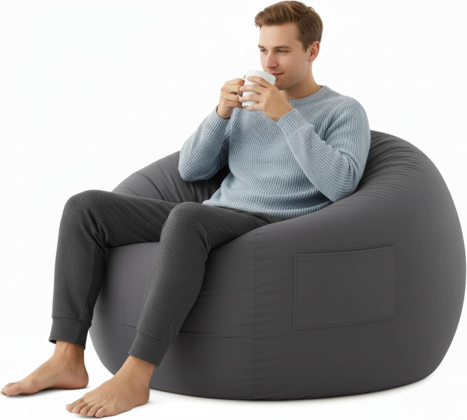 QUIOCOZY 4 Feet Bean Bag Chair - Foam Filled with Soft Removable Cover, Comfy Furniture for Adults & Kids (Living Room, Bedroom, Dorm)