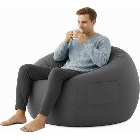 QUIOCOZY 4 Feet Bean Bag Chair - Foam Filled with Soft Removable Cover, Comfy Furniture for Adults & Kids (Living Room, Bedroom, Dorm)