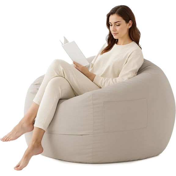 QUIOCOZY 4 Feet Bean Bag Chair - Foam Filled with Soft Removable Cover, Comfy Furniture for Adults & Kids (Living Room, Bedroom, Dorm)