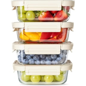 QUIOCOZY 4 Pack Glass Meal Prep Containers with Lids, BPA-Free Food Storage, 22oz Glass Lunch Boxes, Freezer-to-Oven Safe