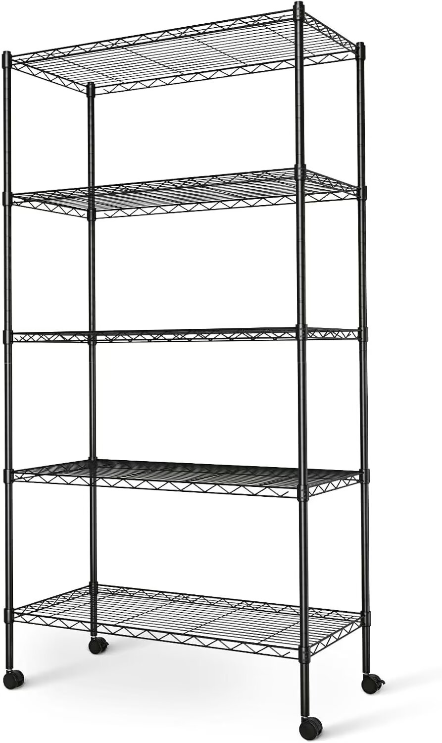 QUIOCOZY 5-Tier Heavy Duty Wire Storage Shelving Unit, Adjustable Metal Rack for Kitchen, Pantry, Garage, and Office, Black, 30" W x 14" D x 65" H