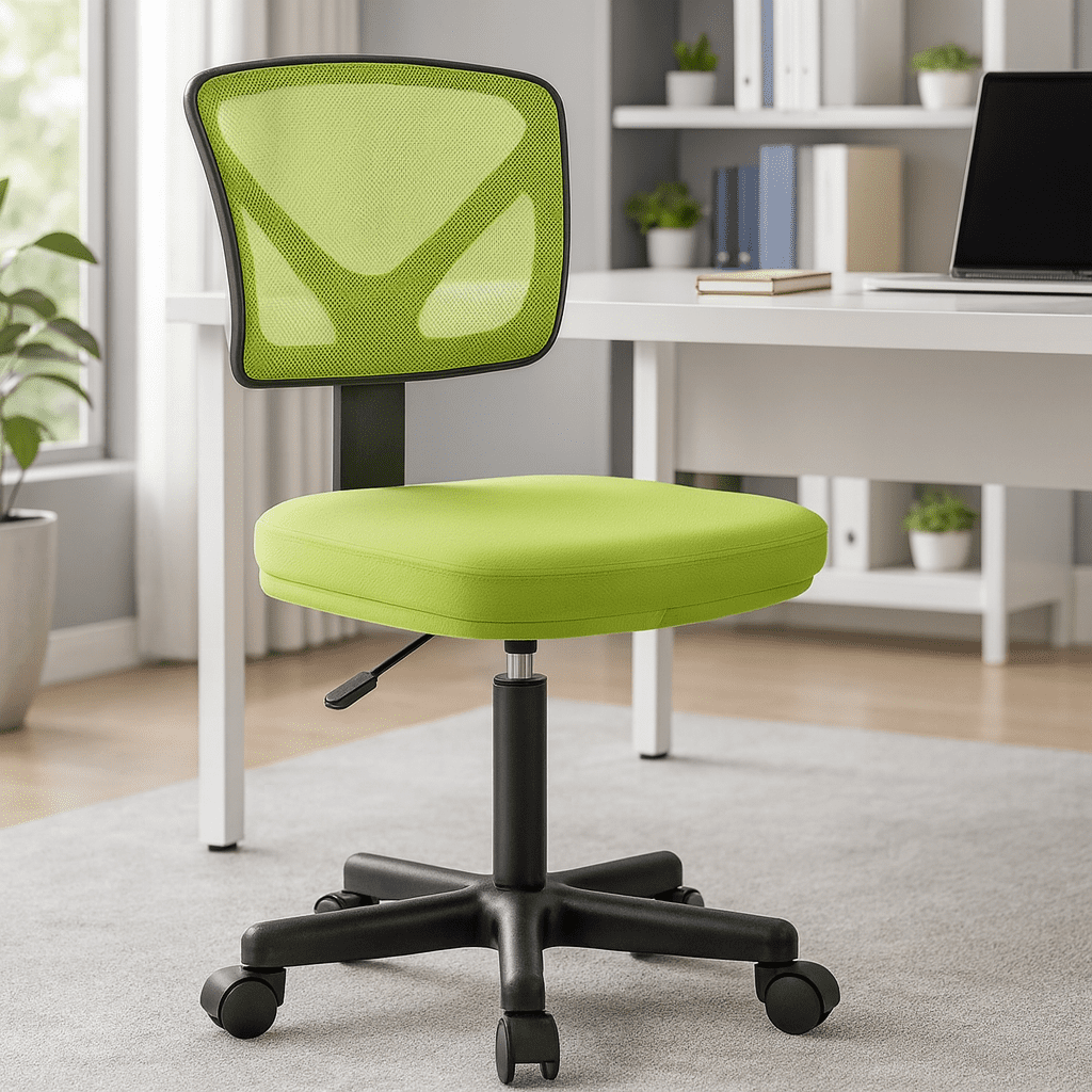 QUIOCOZY Armless Small Home Office Desk Chair, Ergonomic Low Back Computer Chair, Adjustable Rolling Swivel Task Chair with Lumbar Support for Small Space