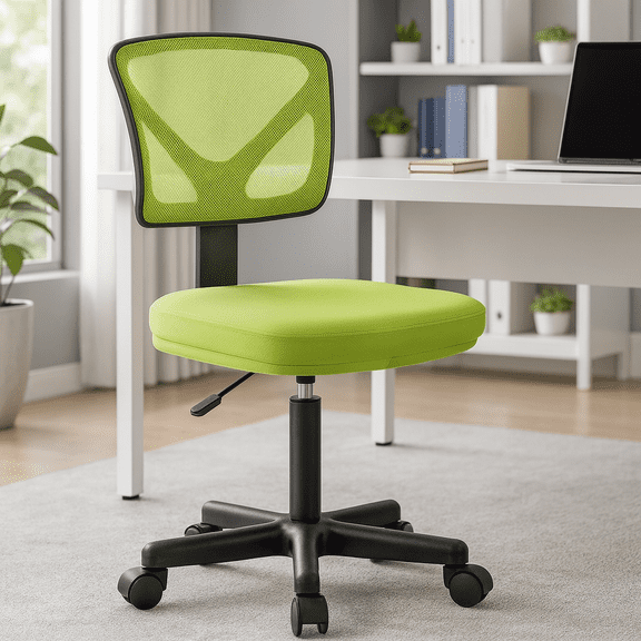 QUIOCOZY Armless Small Home Office Desk Chair, Ergonomic Low Back Computer Chair, Adjustable Rolling Swivel Task Chair with Lumbar Support for Small Space