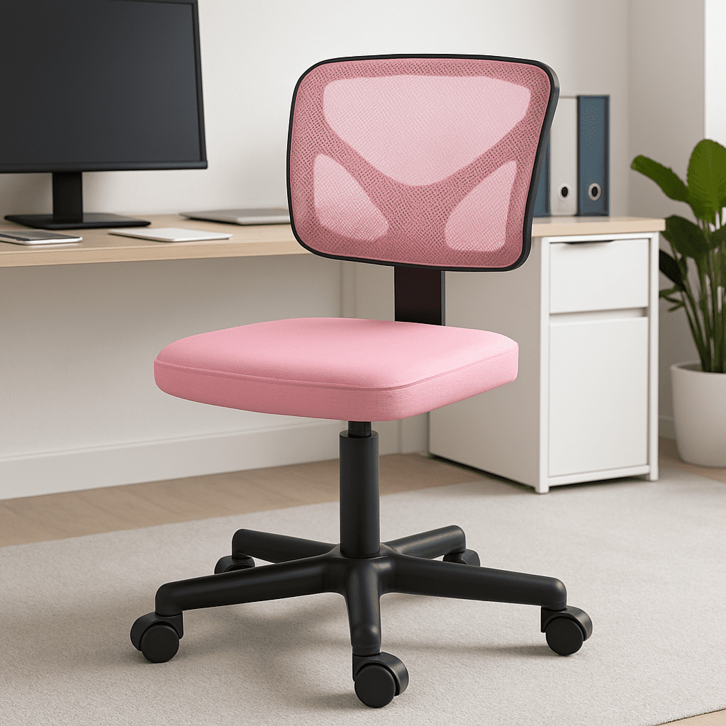 QUIOCOZY Armless Small Home Office Desk Chair, Ergonomic Low Back Computer Chair, Adjustable Rolling Swivel Task Chair with Lumbar Support for Small Space