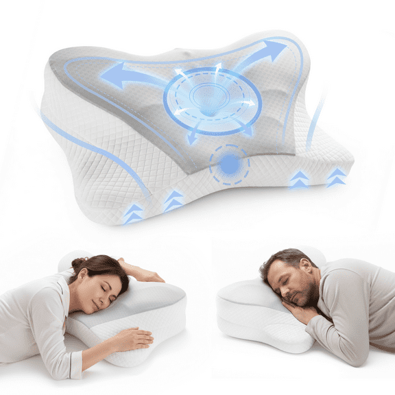 QUIOCOZY Cervical Pillow for Neck and Shoulder Pain Relief, Ergonomic Memory Foam Orthopedic Pillow with Washable Pillowcase, Grey