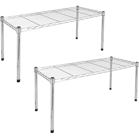 QUIOCOZY Heavy Duty 1-Tier Wire Storage Shelf, Metal Shelving Unit for Kitchen, Pantry, and Garage, 30" x 14" x 15", Chrome, 2 Pack
