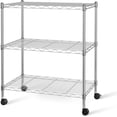 thumbnail image 1 of QUIOCOZY Heavy Duty 3-Tier Wire Shelving with Wheels, Adjustable Steel Storage Rack, Chrome, 24" x 14" x 30", 1 of 8