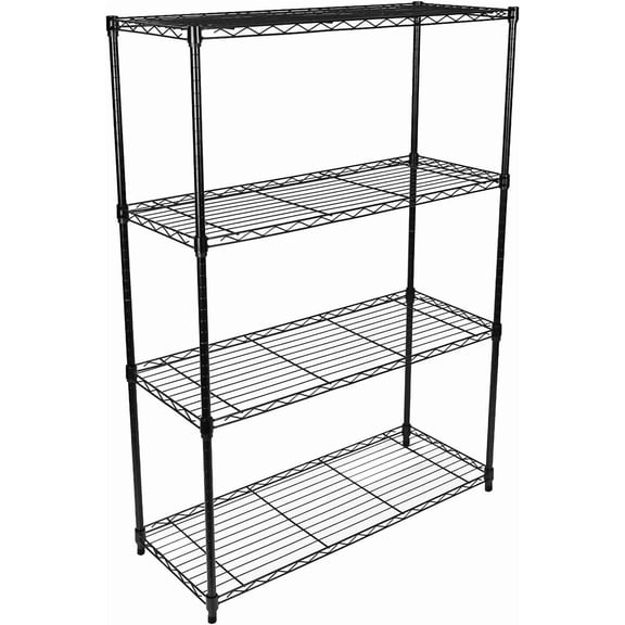 QUIOCOZY Heavy Duty Metal Storage Shelving Unit, 4 Tier Adjustable Wire Rack with Wheels, 1000 lbs Loading Capacity, 36"x14"x56", Black