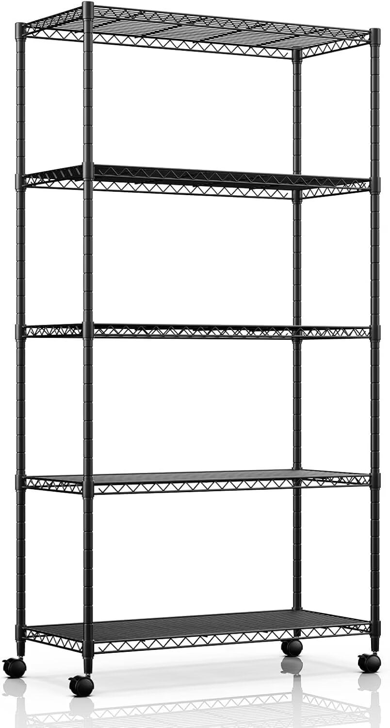 QUIOCOZY Heavy Duty Metal Storage Shelving Unit, 5 Tier Adjustable Wire ...