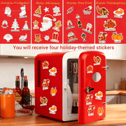 QUIOCOZY Red 4L/6 Can Mini Fridge - Portable Cooler & Warmer with Window, Freon-Free Aesthetic Fridge for Skincare/Beverage - Perfect Thanksgiving, Christmas & New Year Gift with Stickers