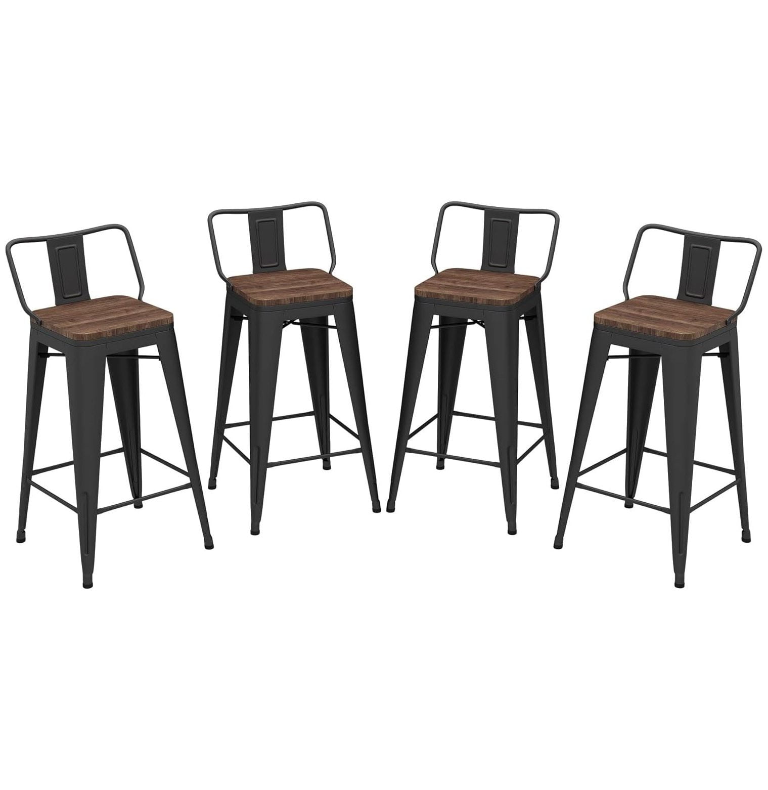 QUIRhait Bar Stools Set of 4 Counter Height Stools Industrial Metal