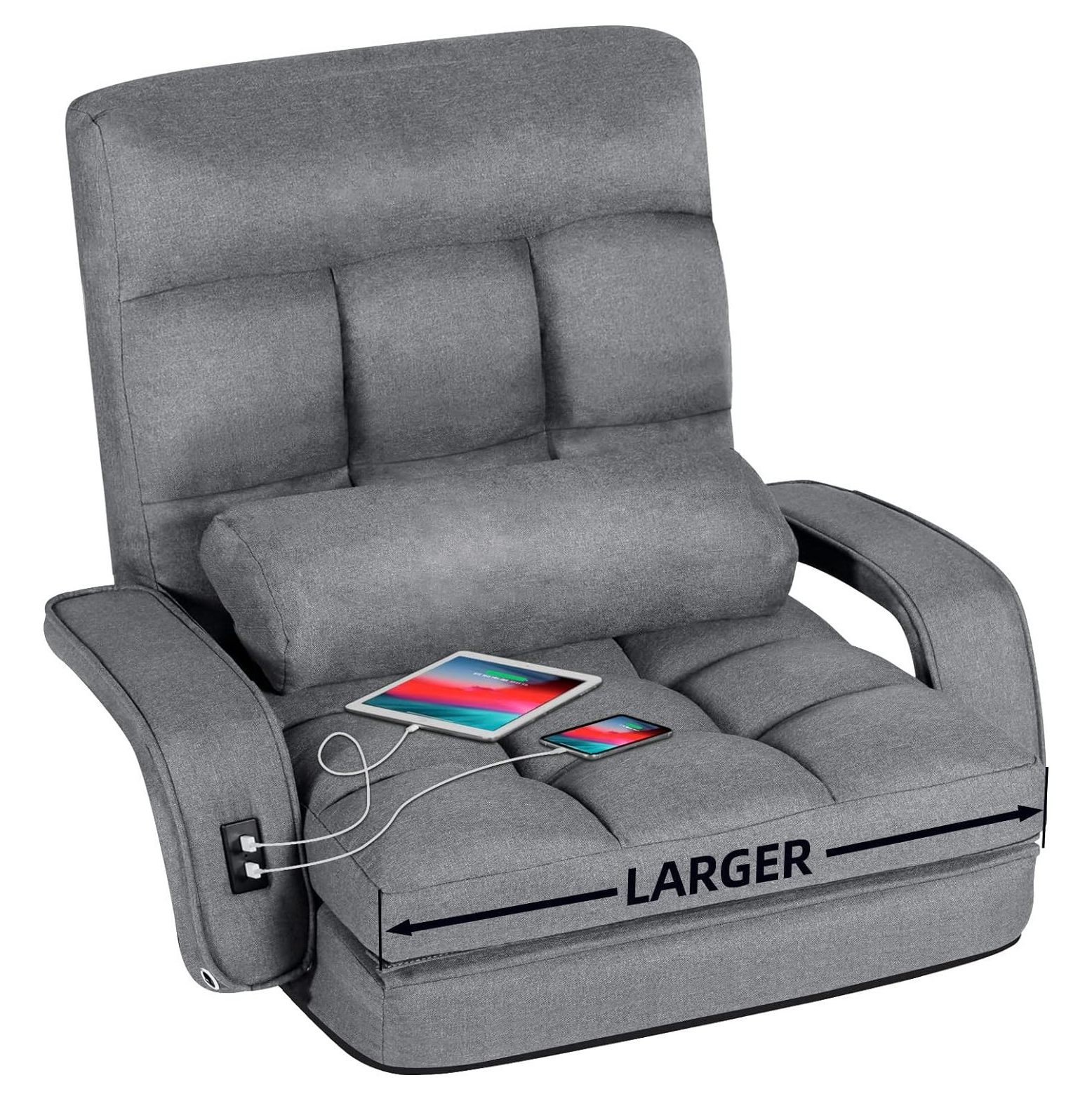 QUIRhait Comfy Floor Chair Bedroom 2 USB Charging Ports, 5Position Floor Couch Gaming Chairs