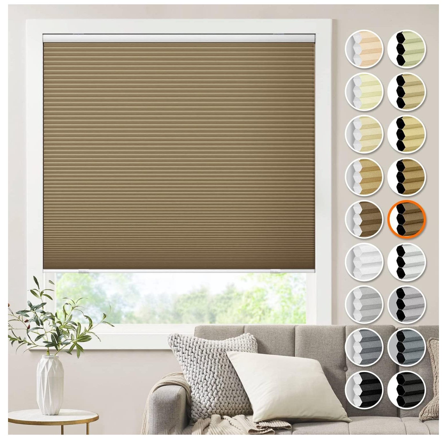 QUIRhait Cordless Cellular Shades, Blackout Room Darkening Customized
