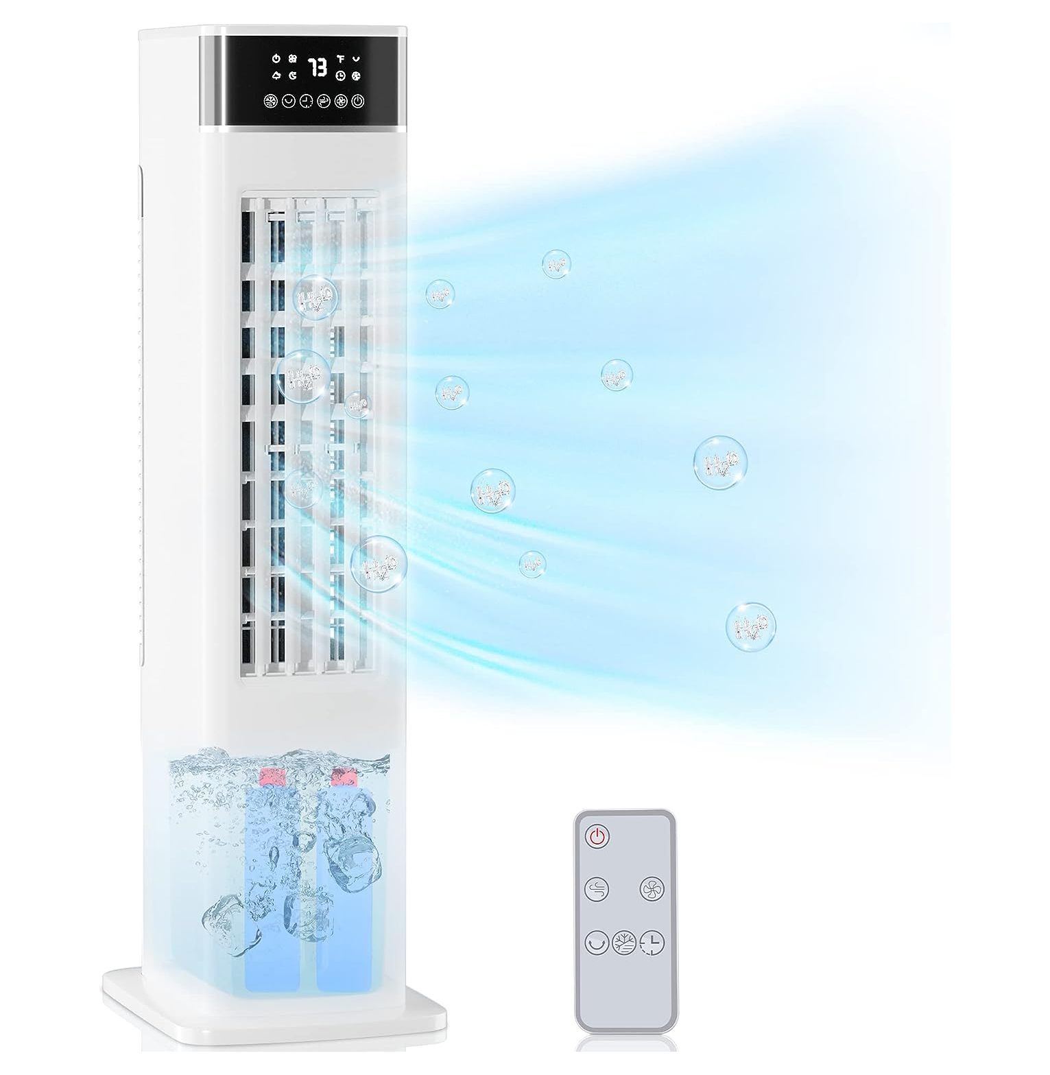 QUIRhait Evaporative Air Cooler,Tower Fan with Control,Electric Cooling Fan with 3 Speeds,3 Mode