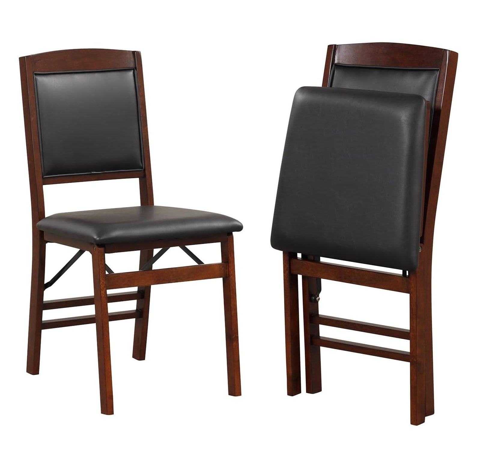QUIRhait Folding Dining Chairs Set of 2, Foldable Chairs with PVC