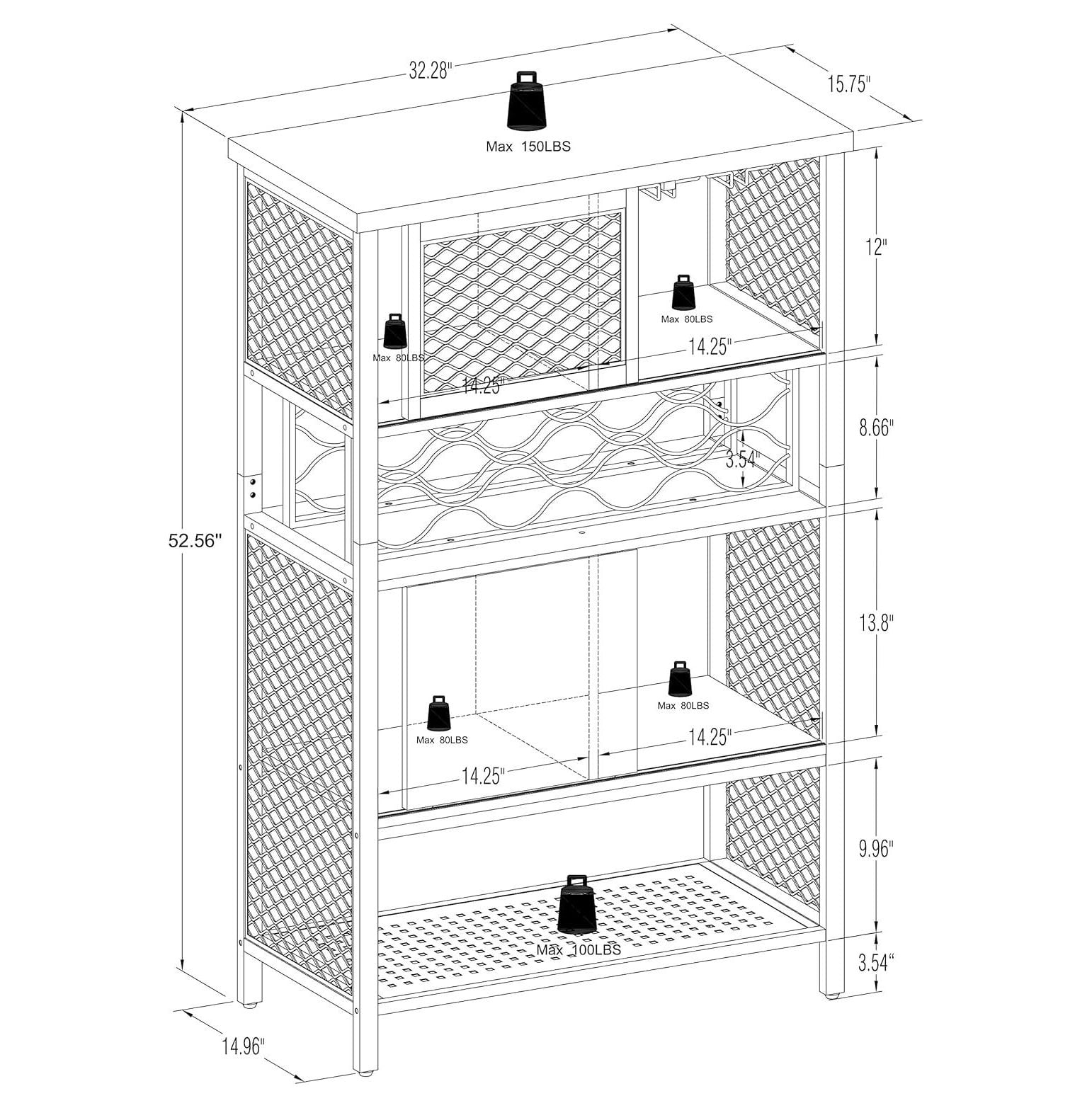QUIRhait Industrial Bar with Wine Rack for Liquor and Glasses