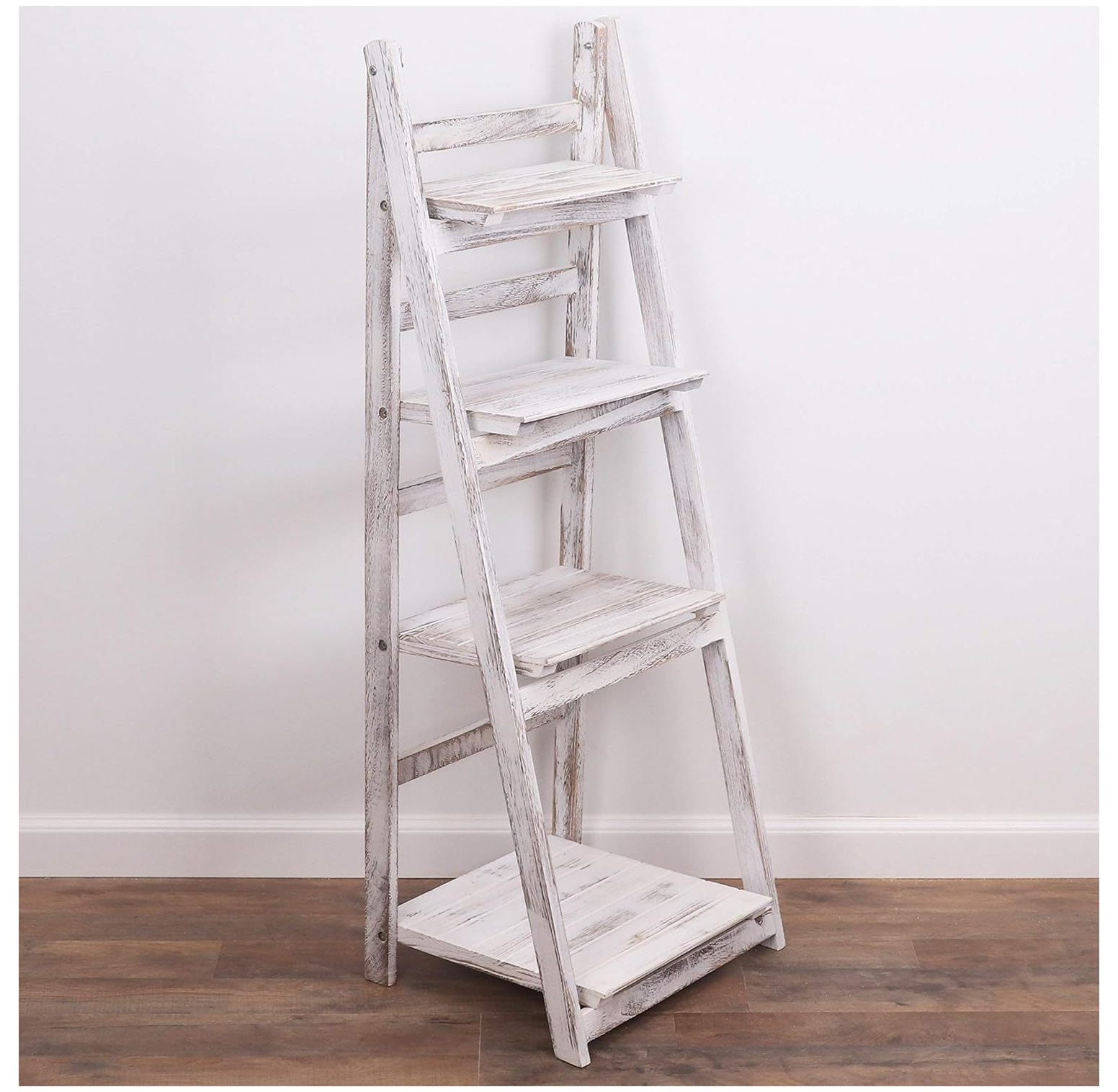 QUIRhait Ladder Shelf Wooden Ladder Bookshelf Leaning Bookshelf