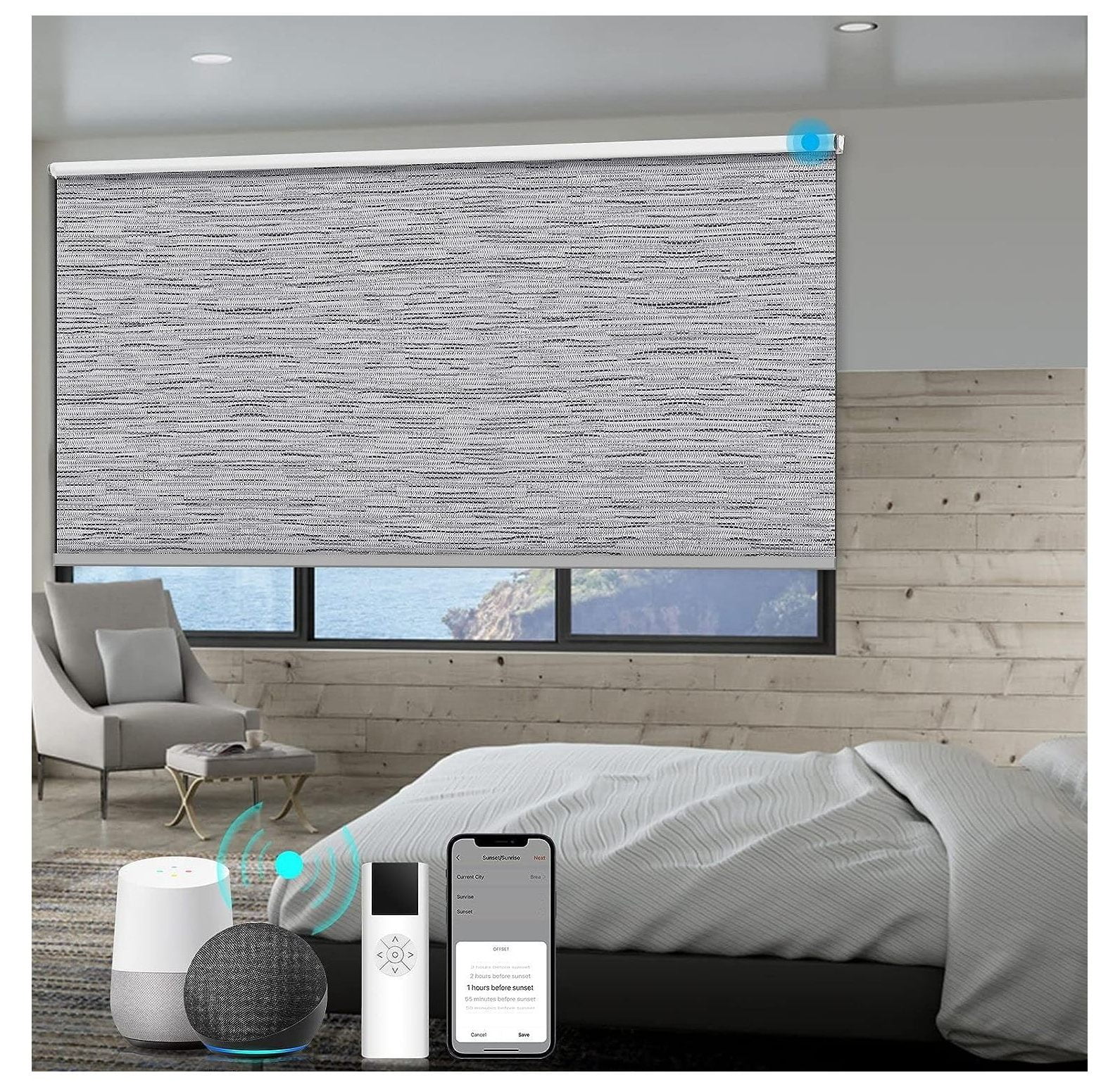 QUIRhait Motorized Shades 100 Blackout Window Blinds Outside Mount Zigbee Motor Blind Shade