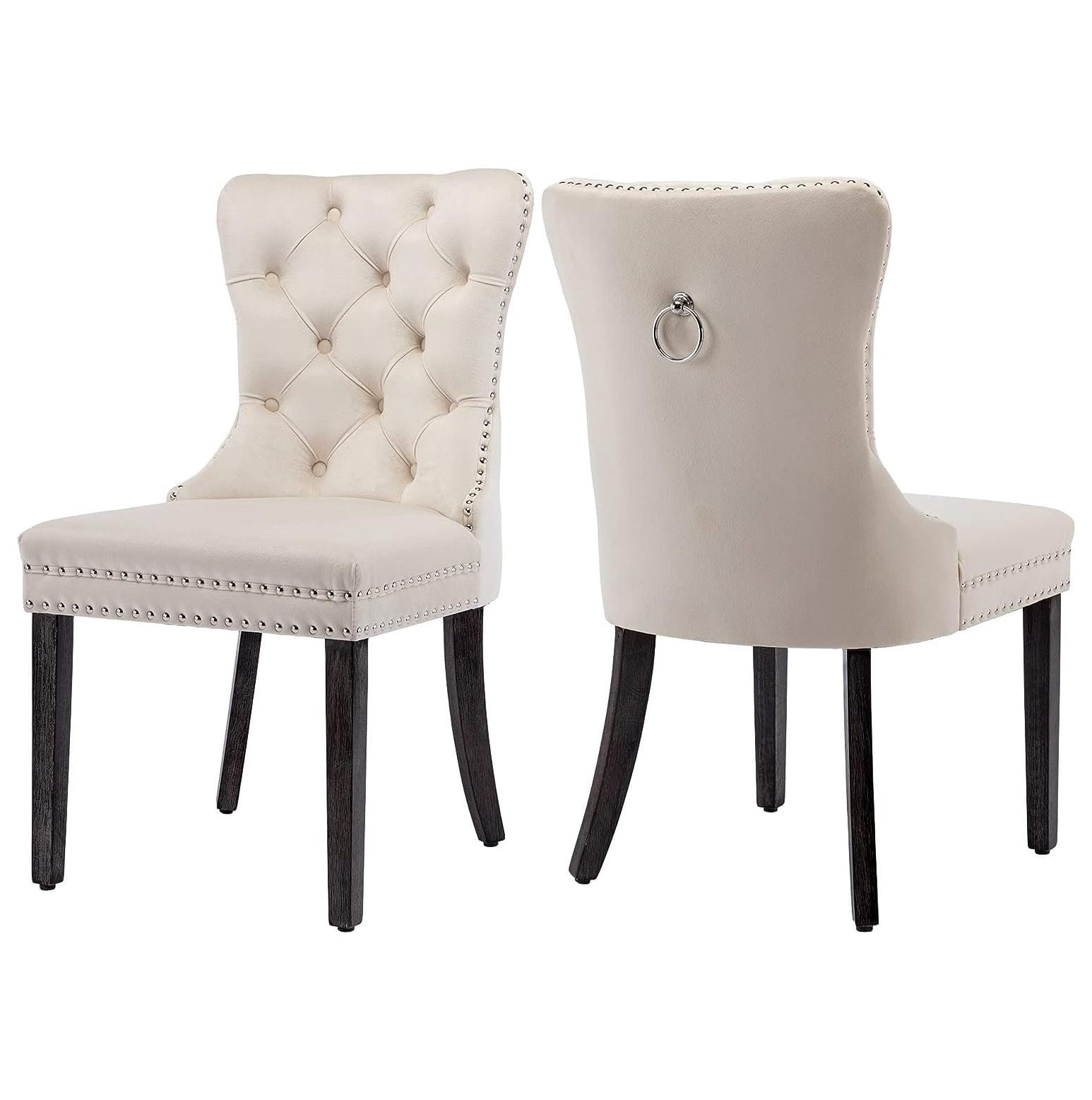 QUIRhait Velvet Dining Chair Set of 2 Wingback Tufted Chairs for Dining