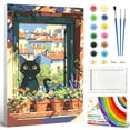 thumbnail image 1 of QUITEDEW Cat Paint by Numbers Kits for Adults with Frame,Windowsill Oil Painting on Canvas with Frame,Gift and Decor 8x12 Inch, 1 of 9