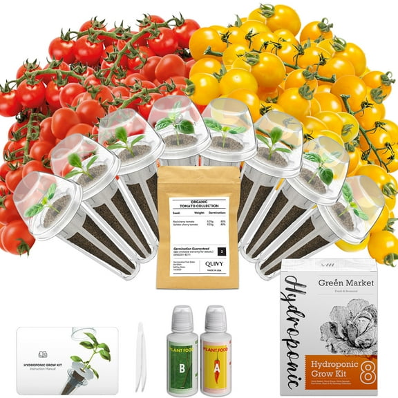 QUIVY Tomato Seed Pod Kit for AeroGarden, Ahopegarden, iDOO Indoor Hydroponics - Includes 400+ Tomato Seeds, 8 Pods
