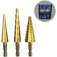 thumbnail image 1 of QUIX 3-Piece High-Speed Steel Step & Drill Bit Set | Titanium Nitride Coated | 28 Varied Sizes: 1/8"- 3/4" | Quick Change 1/4" Hex Shank | Protective Storage Bag Included, 1 of 2