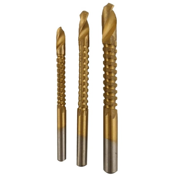 QUIX 3 Piece High-Speed Steel Titanium Nitride Coated Drill Bits Set | Diameters: 5mm , 6mm , 8mm | Ideal for Irregular Contours & Holes | Suitable for Wood & Metal | Universal Drill Motor Fit