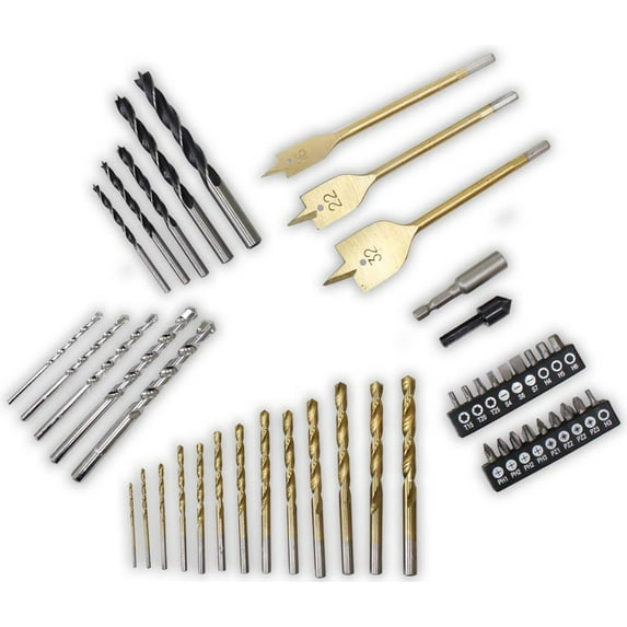 QUIX 46-Piece Assorted Drill & Bits Set | Titanium Coated Drills | Wood, Masonry & Metal | Complete with Custom Case