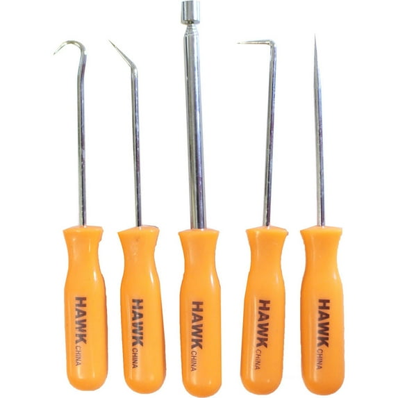 QUIX 5-Piece Picks and Hooks Set | Versatile Angles: 90°, 45°, Straight, Twice-Bent | Extendable 19" (48.3 cm) Pick-Up Magnet | Comfort-Grip Handles | Ideal for Tight Spaces & Precision Tasks