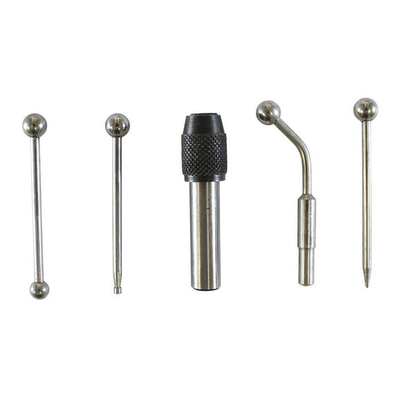 QUIX 5 Piece Wiggler & Center Finder Set | Accurate Spindle Positioning | Incl. Handle & 4 Double-Sided Accessories | Offset Indicator, Needle Point, Disc Contact (0.1") , Ball Contact (0.25")