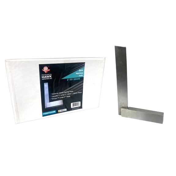 QUIX 6" x 3" Carbon Steel Machinist Try Square | Robust Construction | Precise 90 Angle Measurement | Ergonomic 1.4 cm Polished Handle | Lightweight & Versatile Tool