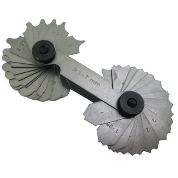 QUIX Multi-Tip Millimeter Radius Gauge | 34 Variations | 1-7 mm (0.04-0.3") Measurement Range | Solid Metal Construction | 2.75" (7 cm) Foldable Design | Adjustable Ends