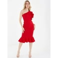 thumbnail image 1 of QUIZ - Women's Red One-Shoulder Frill Midi Dress, 1 of 4