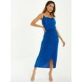 thumbnail image 1 of QUIZ - Women's Royal Blue Plissé Chain Strap Midi Dress, 1 of 4