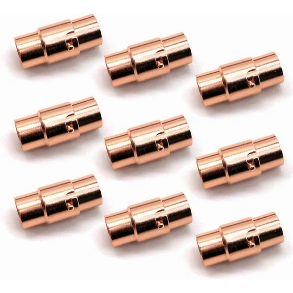 QUMENEY 10 PCS Magnetic Jewellery Bracelet Clasps for Leather Necklace Bracelet Cord End Caps for Jewellery Making (Rose Gold, 3 mm)