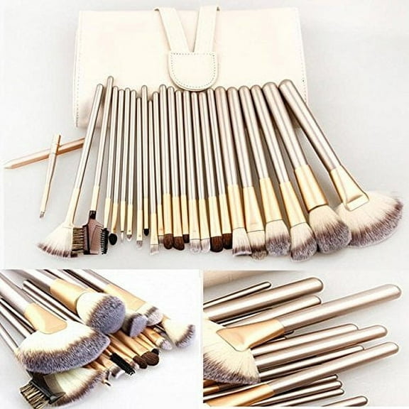 QUMENEY 24Stk Professionel Make-up Pinsel Set Wesentlich Schminkkasten mit Brstenkoffer