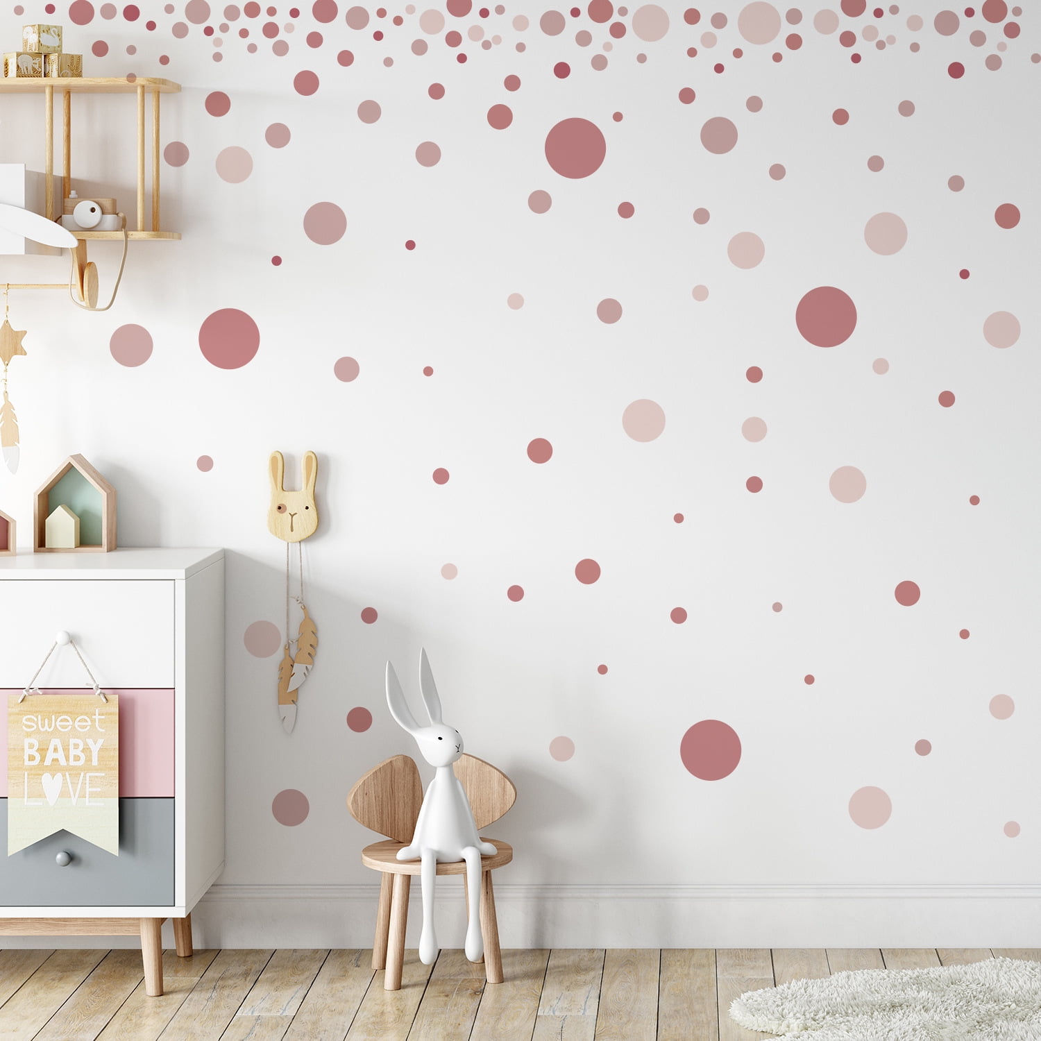 QUMENEY 280 Pieces Polka Dot Wall Decals Dot Wall Stickers for Girls ...