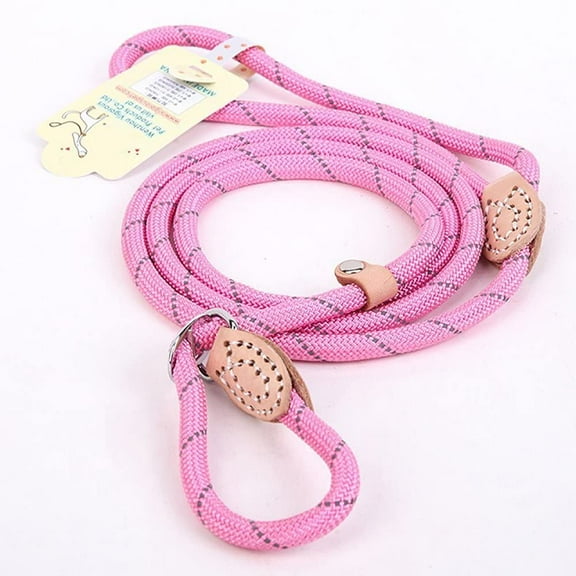 WSNIJFU 5 FT Highly Reflective Nylon Dog Leash Standard Training Adjustable Pet Slip Lead for Small and Medium Dogs(10-80 lb) Pink