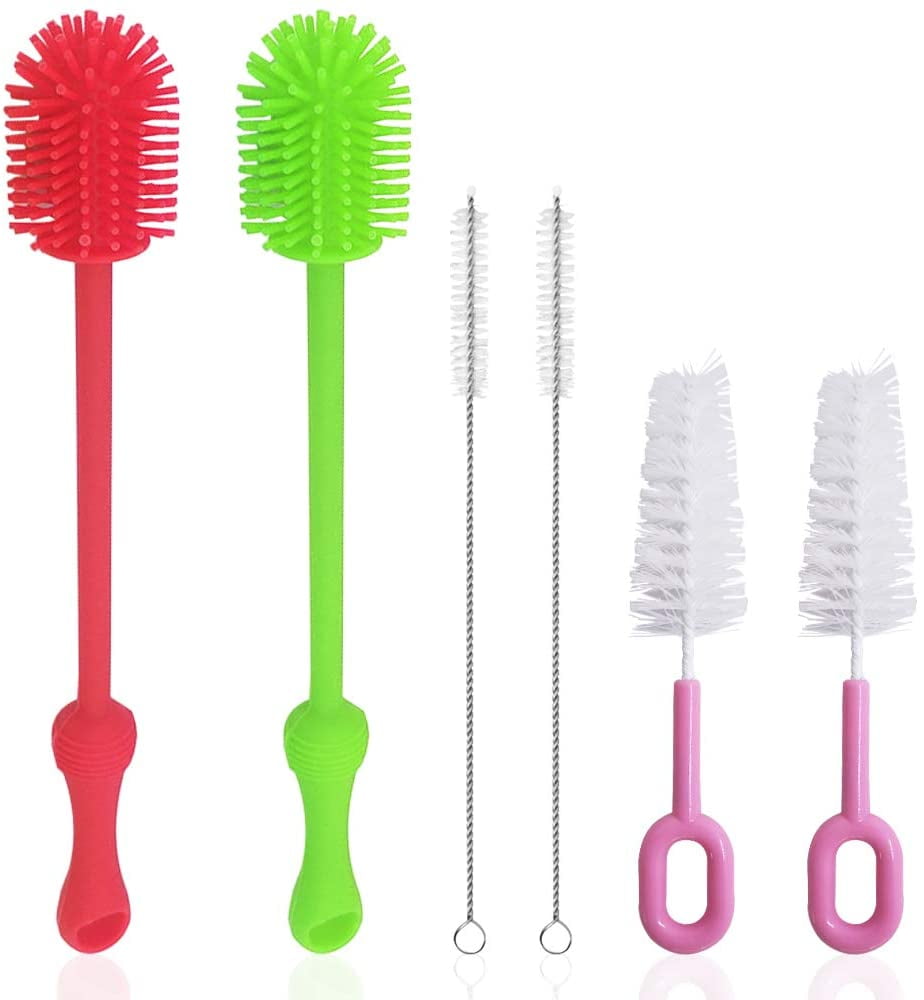 QUMENEY 6Pcs Silicone Bottle Brush, Straw Brush and Nipple Brush