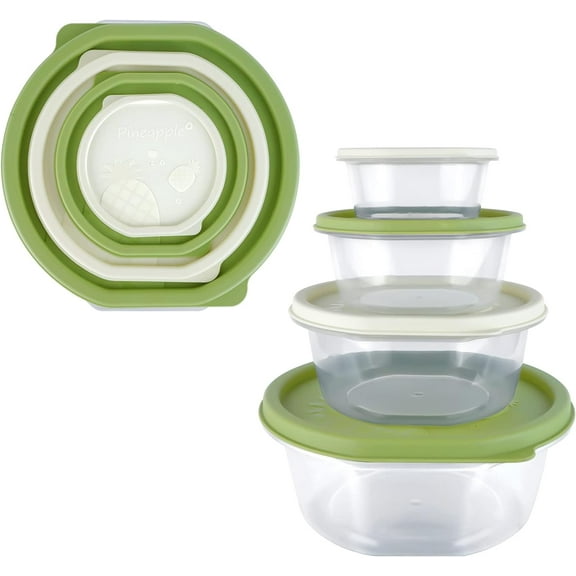 WSNIJFU Multi Size Food Storage Containers with Lids, Plastic Mixing Bowls, Kitchen Bowls Food Storage, Microwave Safe Stackable Lunch Containers, Clear Bowls Set Airtight