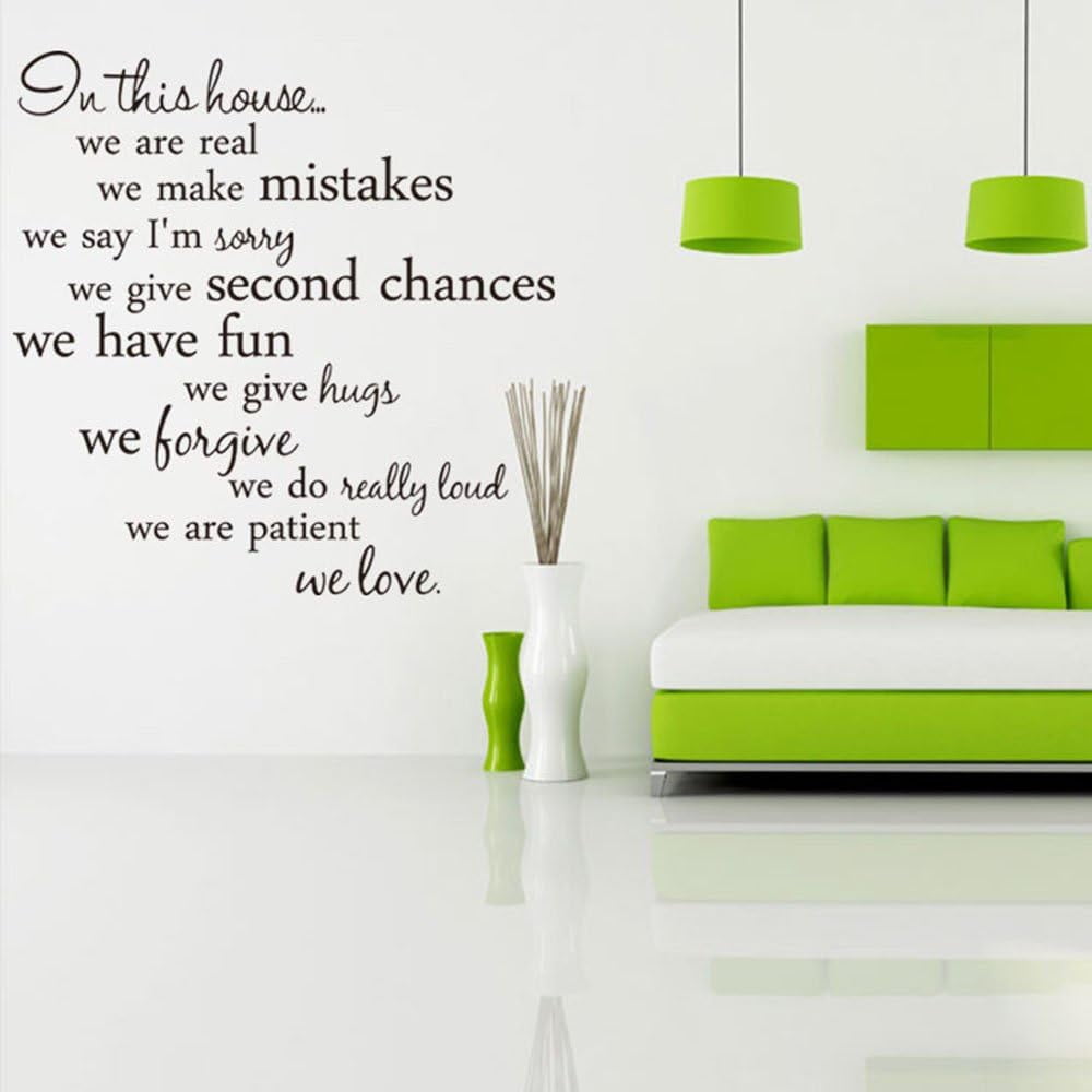 QUMENEY in This House Wall Decal Quote Removable Vinyl Wall Art Decor