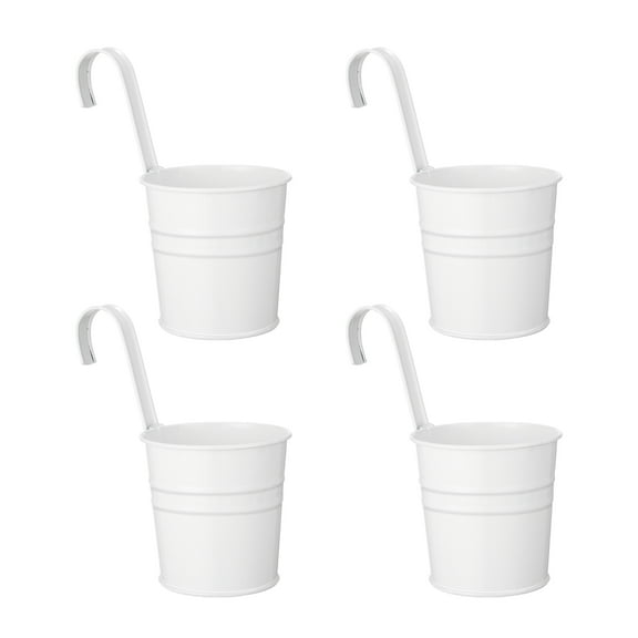 QUMIIRITY 4Pcs Hanging Iron Buckets for Deck Railing Planters 7.47X3.93X3.93in