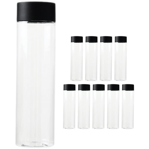 QUMONIN 10 Clear Disposable Juice Bottles with Black Lids