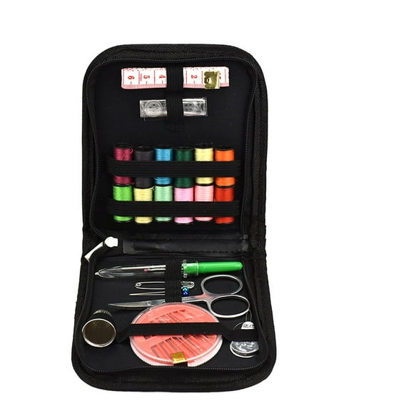 QUMONIN 25pc Sewing Kit w/Thread, Pad, Embroidery Tools & Case - Travel/Hotel
