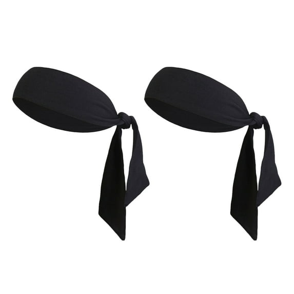 QUMONIN 2pcs Headband Stretch Head Tie Sports Sweatband Sweat Hairband Headband Tied for Outdoor Runing Tennis Basketball Yoga(Black)