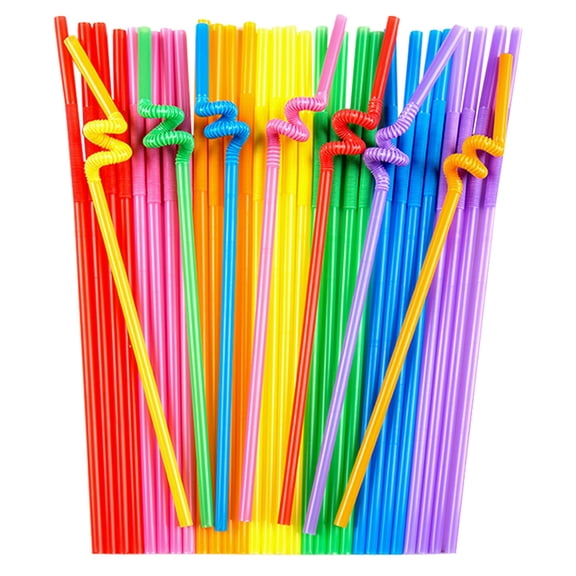Mobutofu Juice Drinking Straw Disposable Assorted Color 400Pcs 9.82x0.24x0.24in