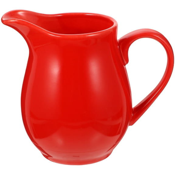 QUMONIN Red Ceramic Creamer Pitcher with Handle for Coffee, Tea, , and Hot Beverages