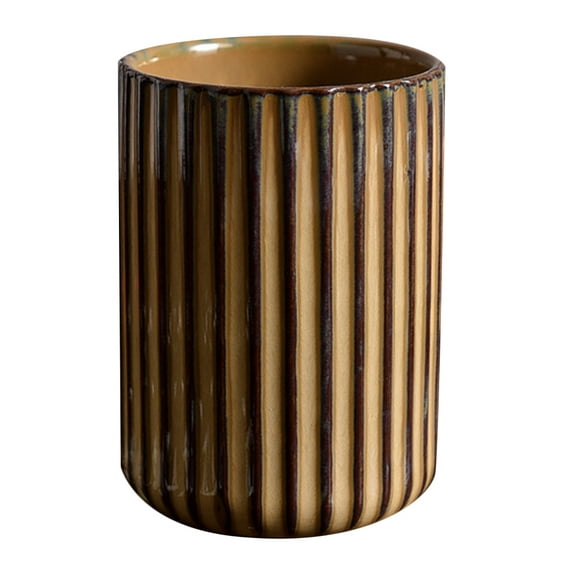 QUMONIN Chinese/Japanese Style Ceramic Coffee Mug - Vintage Stripe Design, 300ml