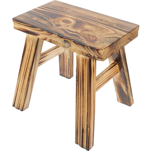 QUMONIN Rustic Wood Stool for Bathroom, Kitchen, or Plant Stand